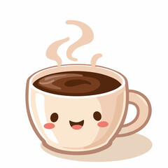 Obraz premium Vector cute coffee cup illustration, beverage icon