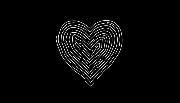 recommend clip art: Heart fingerprint with hearts against black background, vector