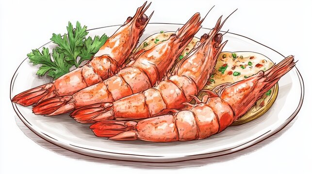 cooked shrimp on plate, food, seafood clip art preview