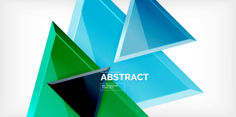 Abstract background - colorful triangles with 3d effect. Vector Illustration For Wallpaper, Banner, Background, Card, Book Illustration, landing page