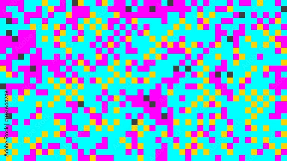 Poster abstract pixel retro 8bit neon chaotic lo-fi flowing pink mint video game glitch noise texture, squa