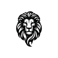 Fototapeta premium Lion king face simple tattoo style logo symbol vector template. black and white