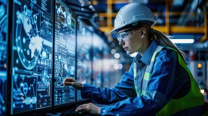 Innovative Engineer Analyzing Smart Grid Software in a High-Tech Environment for a Sustainable Future