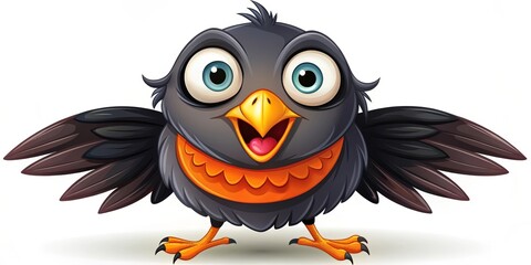 crow cartoon isolated on white