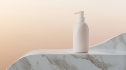 Minimalist Skincare Lotion Bottle Mockup on Marble Surface