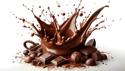 Fototapeta premium chocolate splash isolated on white