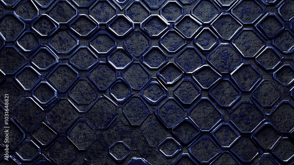 Poster dark hexagonal pattern with texture and depth