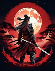 Samurai Warriors in Epic Poses and Dramatic Lighting