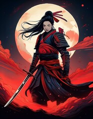 Samurai Warriors in Epic Poses and Dramatic Lighting