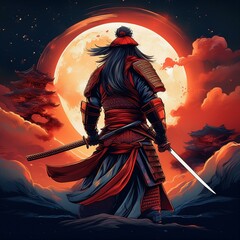 Samurai Warriors in Epic Poses and Dramatic Lighting