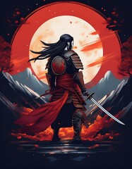 Samurai Warriors in Epic Poses and Dramatic Lighting