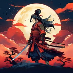 Samurai Warriors in Epic Poses and Dramatic Lighting