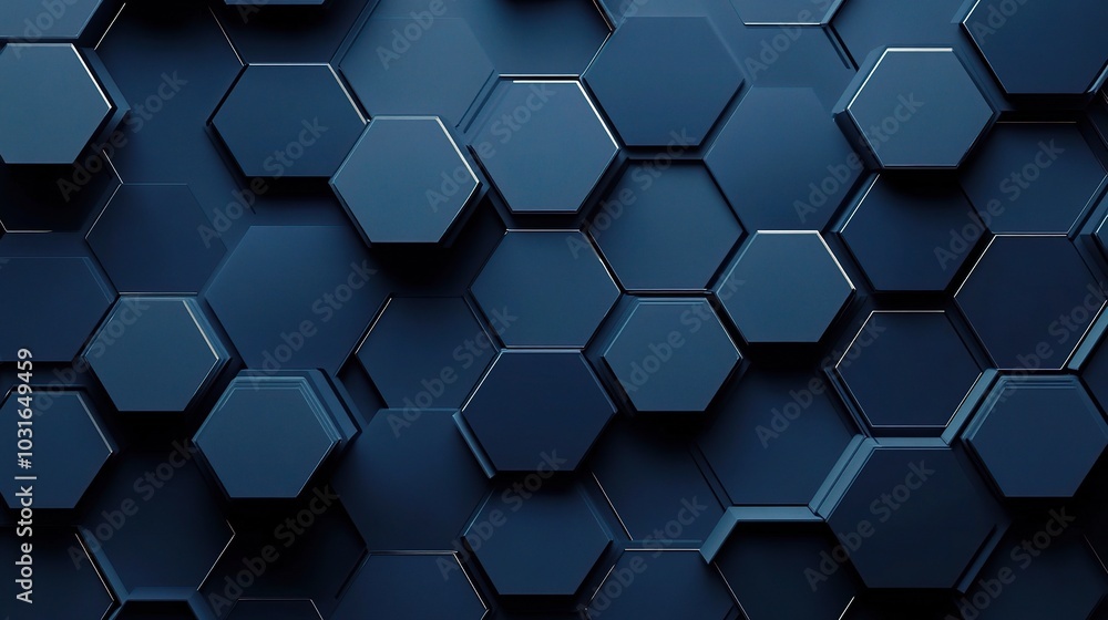 Poster dark hexagonal pattern with 3d effect