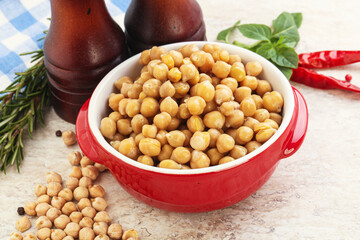 Boiled chickpea in the bowl
