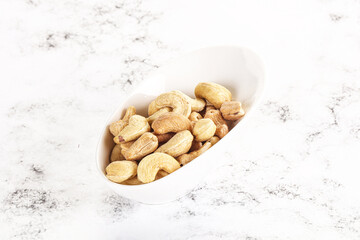 Cashew nuts heap in the bowl
