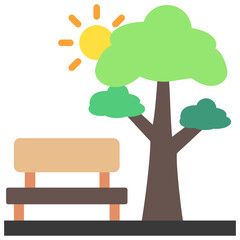 Green Space flat multi color icon, use for UI, UX, app and web development, digital or print. for industry, education, construction, transportation, environment, urban planning theme.