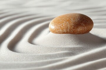A peaceful zen garden with perfectly raked sand patterns and a single rock in the center. 