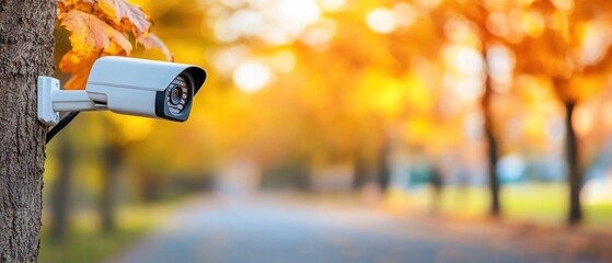 Autumn surveillance keeping watch in colorful environments