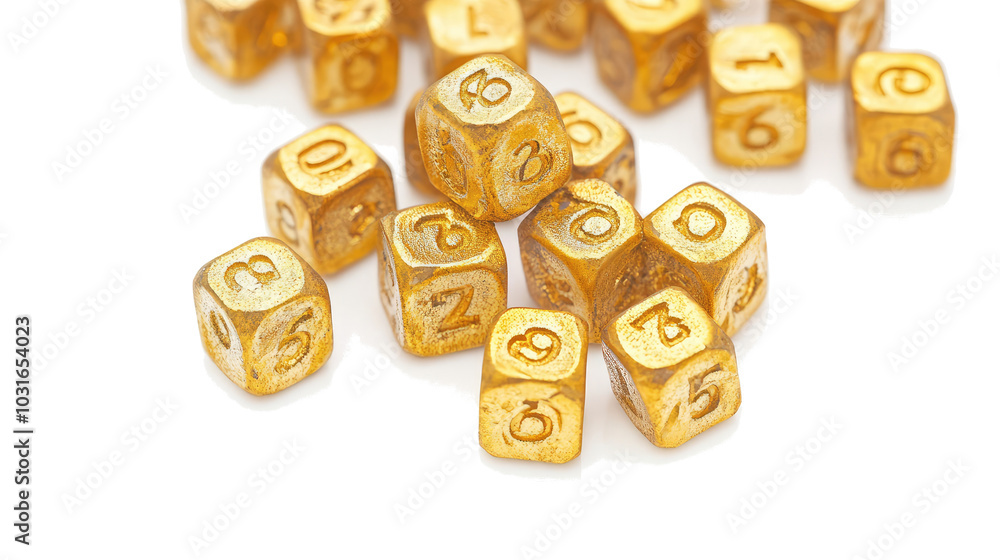 Poster Golden Number Blocks Collection on a Clear Background Generative AI