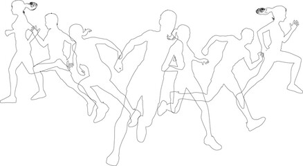 Silhouette Runners Running Sports Silhouettes Set