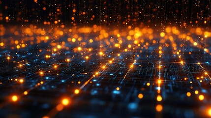 Abstract Digital Background with Glowing Particles