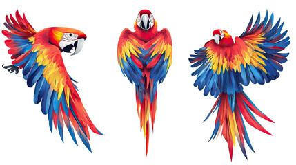 Obraz premium Vibrant Macaw Illustrations on Transparent Background Generative AI