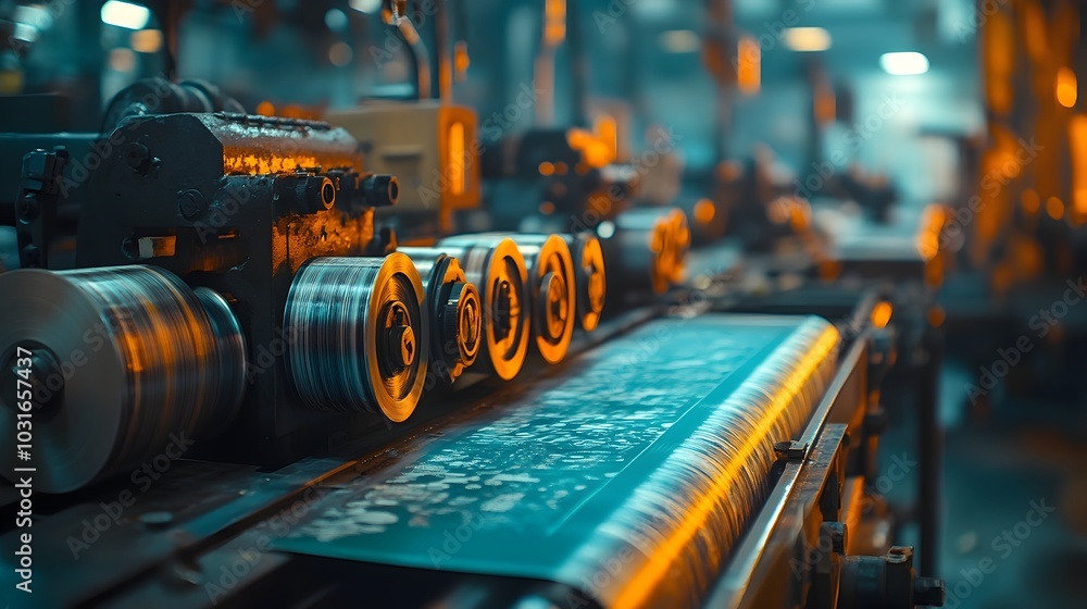 Poster close up of a printing press machine in with vibrant color printing