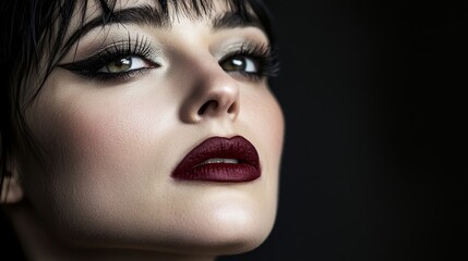  A tight shot of a woman's face with closed eyes and her hair in a bun