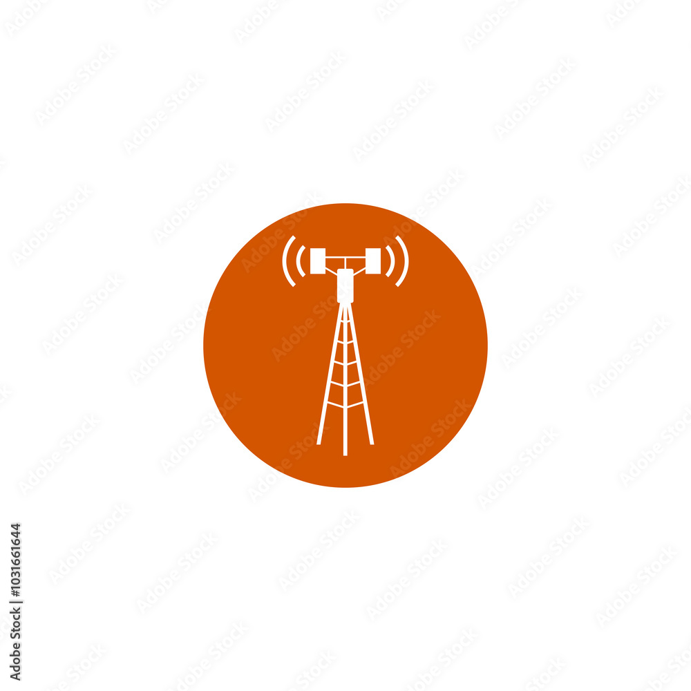 Poster broadcast communications tower icon isolated on transparent background