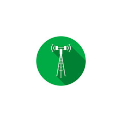 Broadcast communications tower icon isolated on transparent background