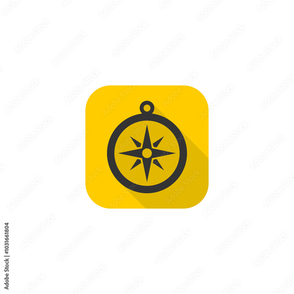 Poster compass circle with long shadow icon isolated on transparent background
