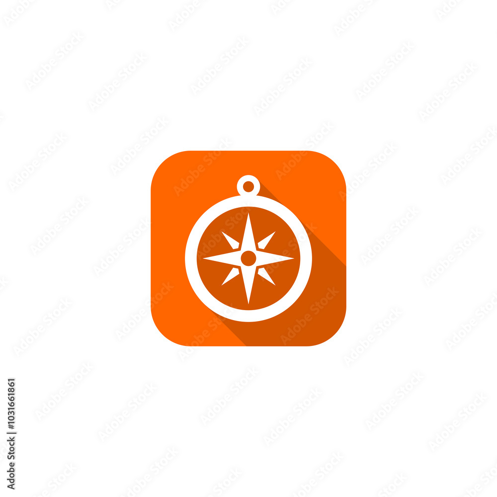 Poster compass circle with long shadow icon isolated on transparent background