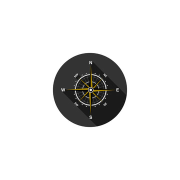 recommend clip art: Compass circle with long shadow icon isolated on transparent background
