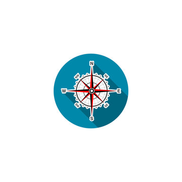 recommend clip art: Compass circle with long shadow icon isolated on transparent background