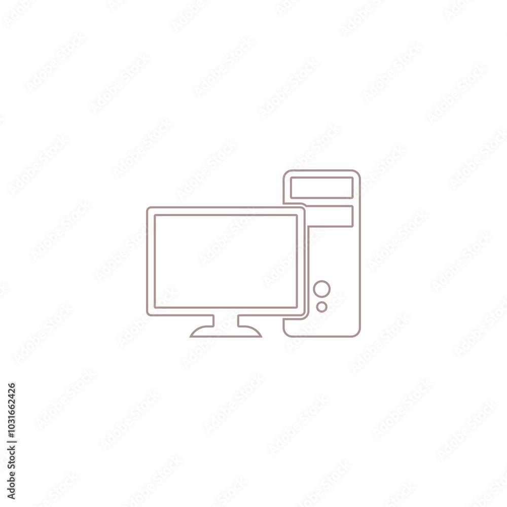 Poster computer pc line icon isolated on transparent background