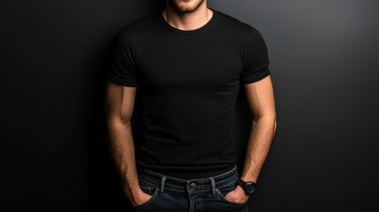 Man in black shirt and jeans, a casual style statement