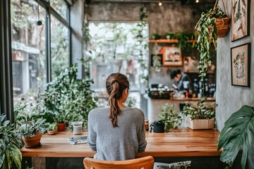 Mindfulness Moment with Coffee in a Cozy Cafe