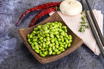 Bowl of delicious edamame beans