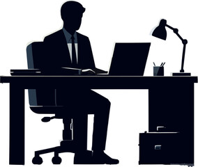 silhouettes of business people working