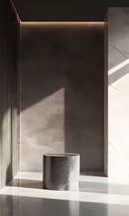 60. An empty display pedestal in a modern showroom