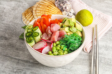 Hawaiian cuisine - poke with tuna and rice