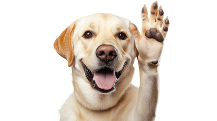 Labrador Dog Cheerfully Giving a High Five on a Transparent Background Generative AI