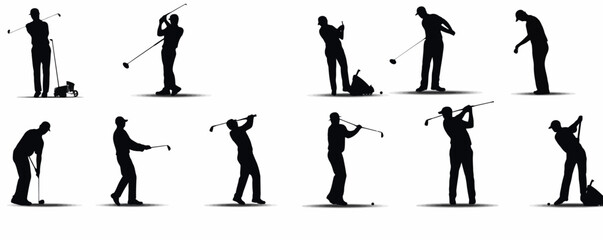 Golf silhouettes on white background