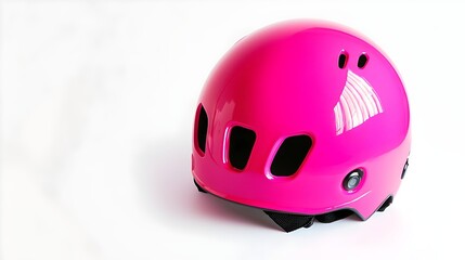 Fototapeta premium Stylish Durable Protective Pink Helmet For Skateboarding Biking Safety Outdoor Sports
