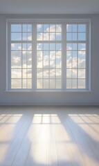 Fototapeta premium 63. A simple empty room with a large window and view