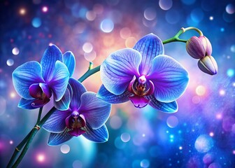 Stunning Surreal Purple Blue Orchid Isolated on Dreamy Background for Unique Floral Art
