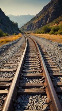 train tracks on a hilly landscape