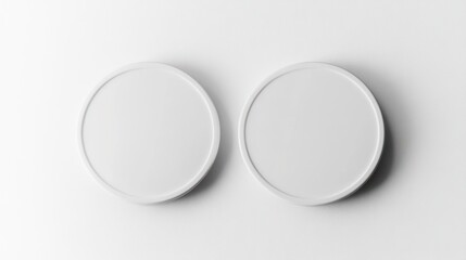 Two Blank White Lids on White Background