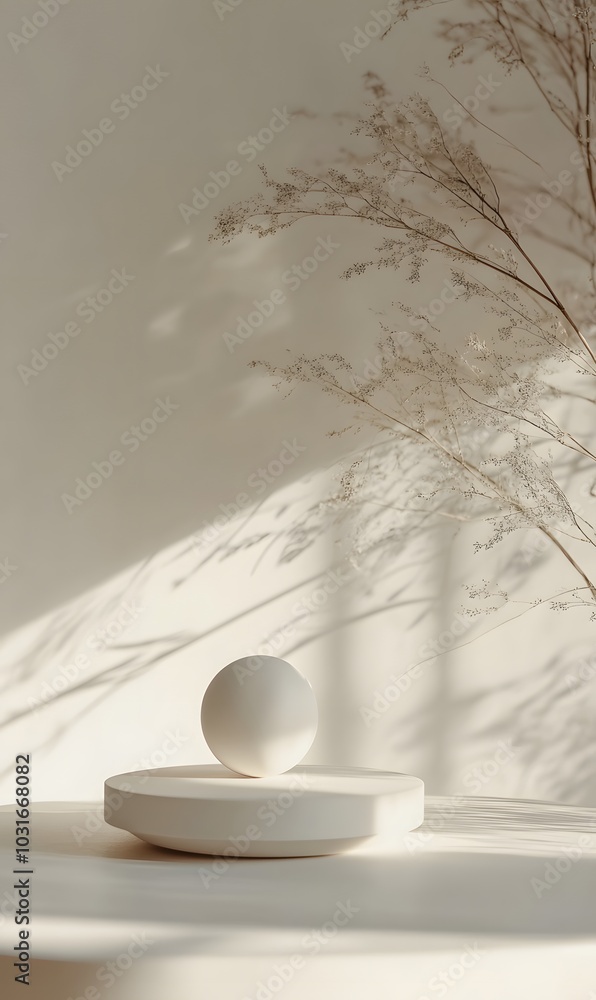 Poster 47. a minimalist display stand with a soft, blurred background
