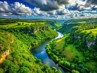 Stunning Upland View of Chavon River Valley in Lush Jungle &ndash; High Dynamic Range Landscape Photography